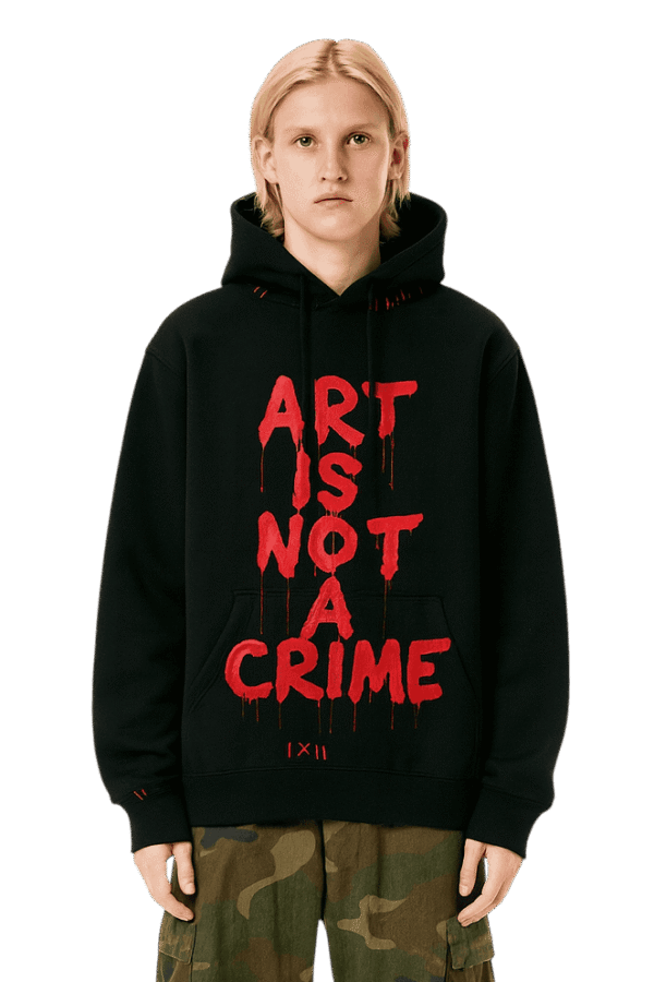 VTWELVE black graphic hoodie with premium streetwear design and limited-edition detailing