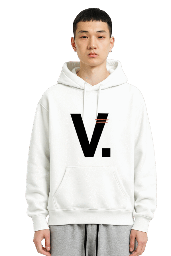 White hoodie with “Locally H8” graphic printed on the front, oversized streetwear fit.
