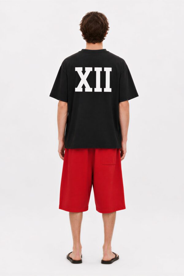 VTWELVE Trust Few black oversized t-shirt with XII back logo